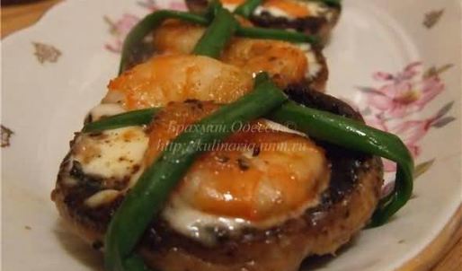 креветки в шляпе со сливочным сыром