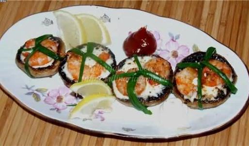 креветки в шляпе со сливочным сыром