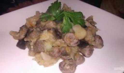 овощное рагу с куриными сердечками