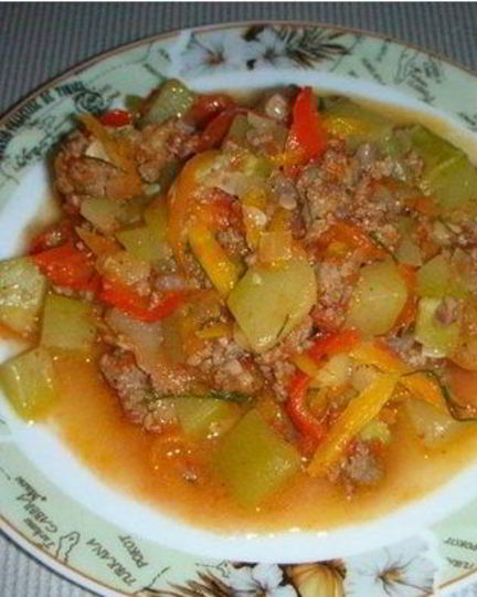 Рецепт рагу из кабачков с фаршем