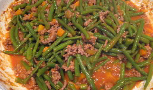 стручковая фасоль с мясным рагу