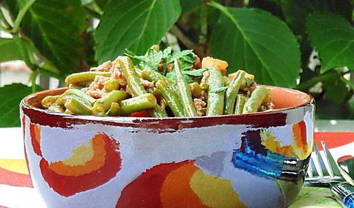 стручковая фасоль с мясным рагу