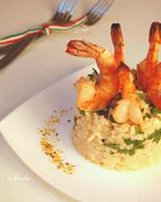 Дважды мускатное ризотто с креветками