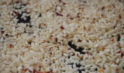 дважды мускатное ризотто с креветками