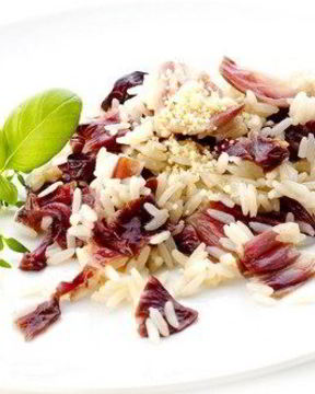 Красное ризотто с мангольдом