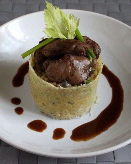 Рецепт куриной печени с шафрановым ризотто