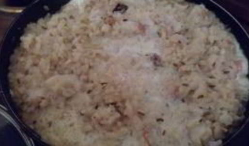 насыщенное ризотто с морским окунем и сливками