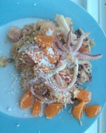 Рецепт ризотто из морепродуктов с кокосом