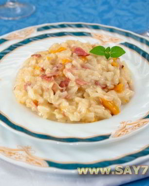 Ризотто с беконом и болгарским перцем