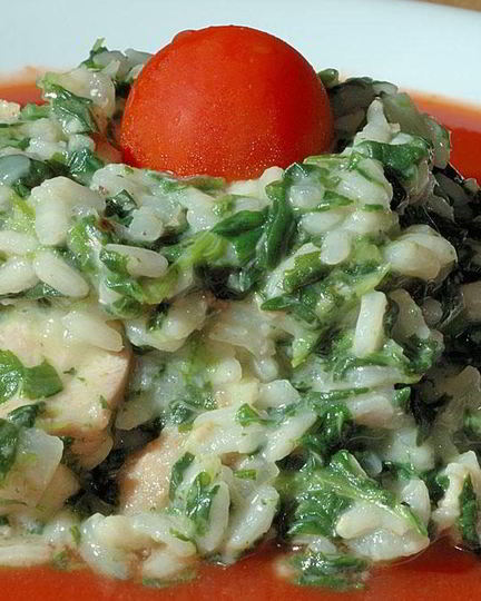 Рецепт ризотто с курицей и шпинатом