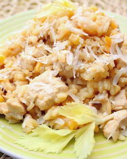 Рецепт ризотто с курицей, перцем и кукурузой