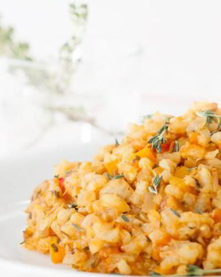 Рецепт ризотто с помидорами и свежим тунцом