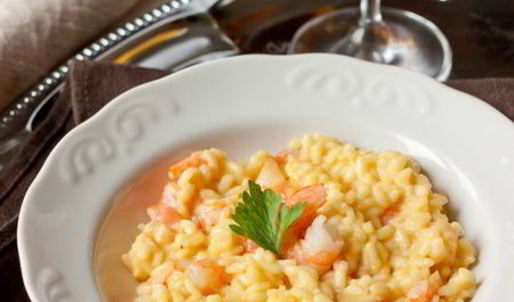 ризотто с шафраном и креветками