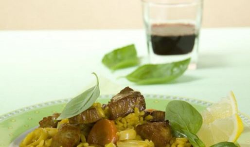 ризотто с телятиной и овощами