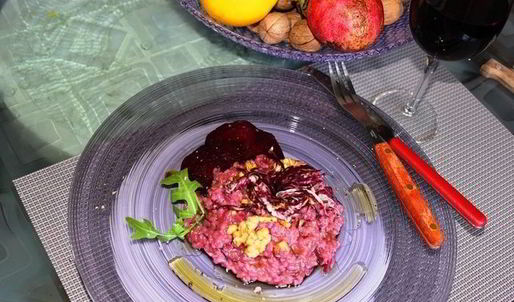 свекольный ризотто с цикорием