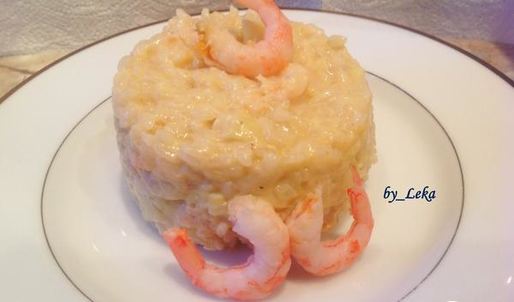 яблочное ризотто с креветками