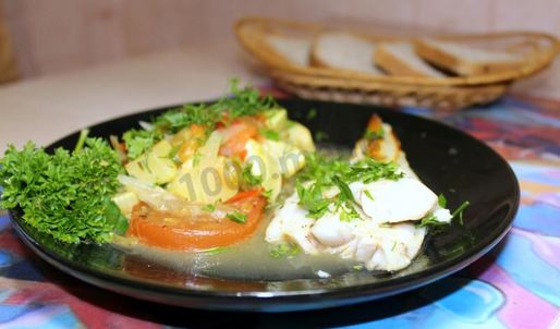 филе минтая в духовке с овощами запеченное