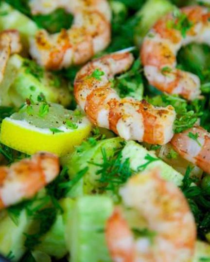 Рецепт креветок с кабачком и лимоном