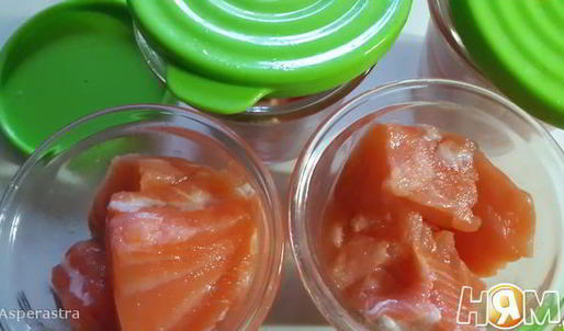 семга на пару с манго и дыней пепино