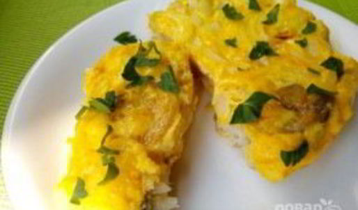 спинка минтая, запеченная с яйцом