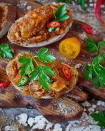 Эскабече из судака с хрустящей корочкой из отрубей