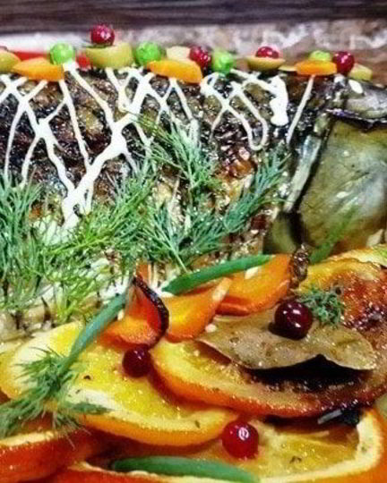 Рецепт запеченный белый амур с овощами
