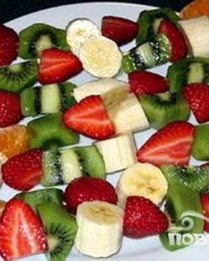 Рецепт фруктового шашлыка с лимонной подливкой