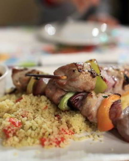 Рецепт шашлычков из барашка с кускусом и овощами