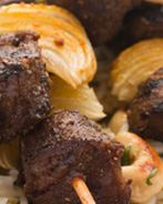 Шашлык из баранины с кешью и рисом