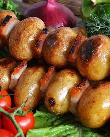 Рецепт шашлыка из картофеля с салом