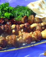 Шашлык из печени индейки с шампиньонами