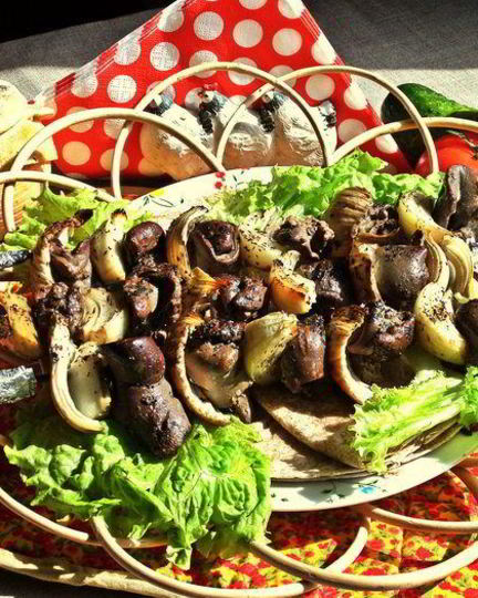 Рецепт шашлыка из печенки с луком и фенхелем