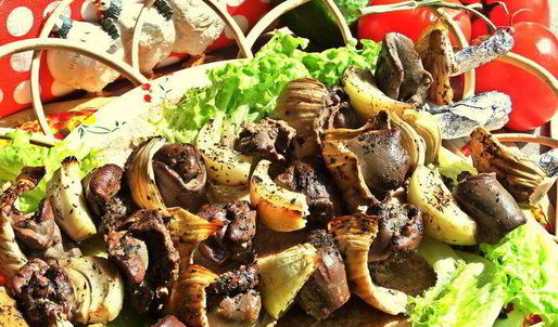 шашлык из печенки с луком и фенхелем