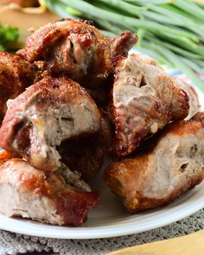 Шашлык из свинины рулетиками