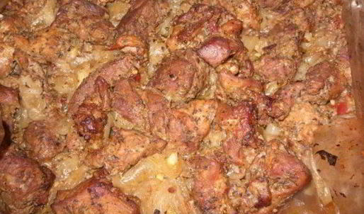 шашлык на луковой подушке в духовке