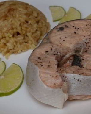 Стейк из семги на пару