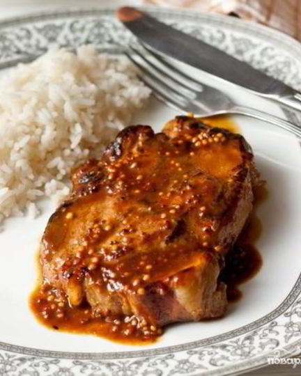 Рецепт стейка из свинины с апельсиново-горчичным соусом