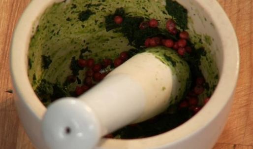 стейк с крабовым мясом и чесночным пюре