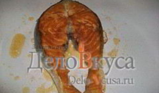 жареный стейк из семги без масла