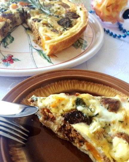 Рецепт киш с тефтелями, тыквой и сыром дор блю