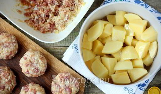 тефтели из свинины с картошкой