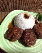 Тефтели с яблоком в медовой глазури с рисом