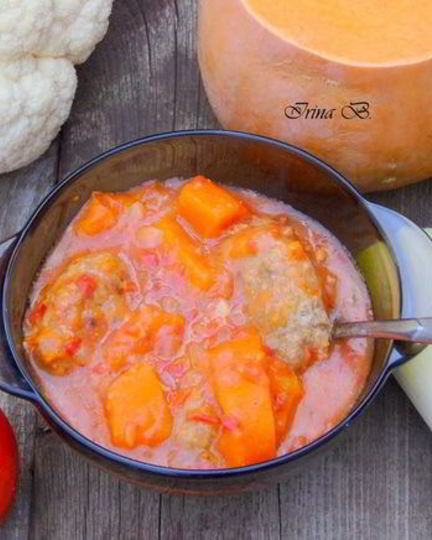 Рецепт тефтелей в соусе с тыквой