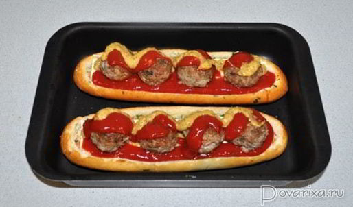 тефтели, запеченные в багете