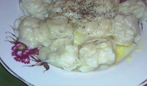 заварные пельмешки с куриным мясом
