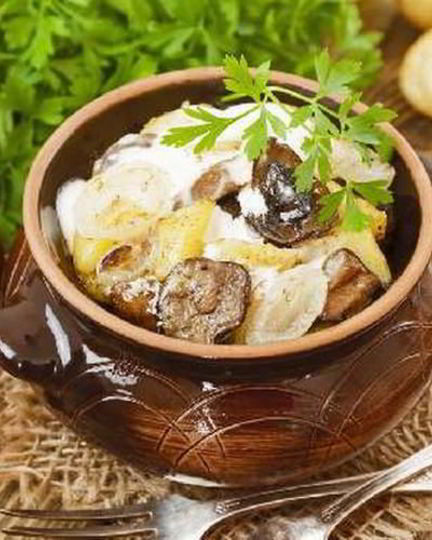 Рецепт традиционного жаркого из картофеля и грибов