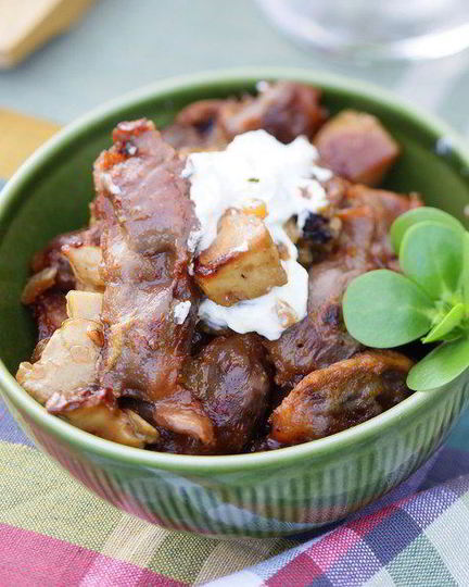 Рецепт жаркого из сердечек с белыми грибами