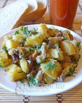 Жаркое с грибами и печенью