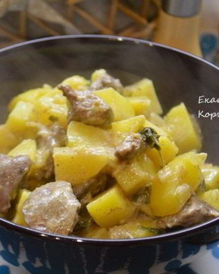 Рецепт жаркого с картофелем и куриной печенью
