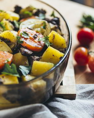 Жаркое с куриными сердечками